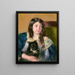 Françoise holding a small dog looking far to the right - Mary Cassatt — framed artwork on a wall