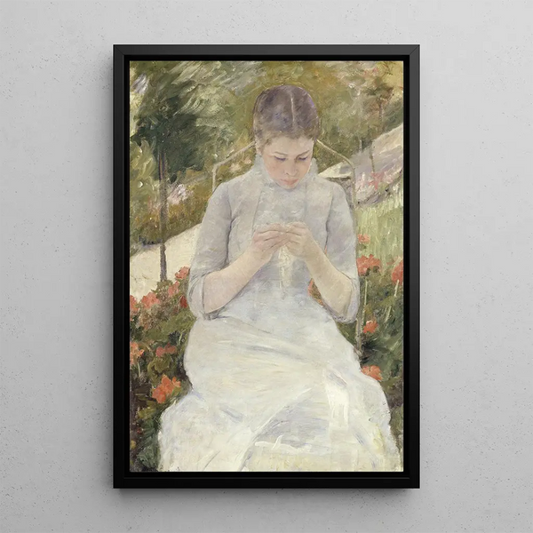 Girl in the Garden - Mary Cassatt — framed artwork on a wall