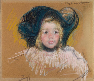 Head of Simone in green bonnet with wavy edge n° 2 - Mary Cassatt — artwork view