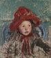 Little girl with a large red hat - Mary Cassatt — artwork view