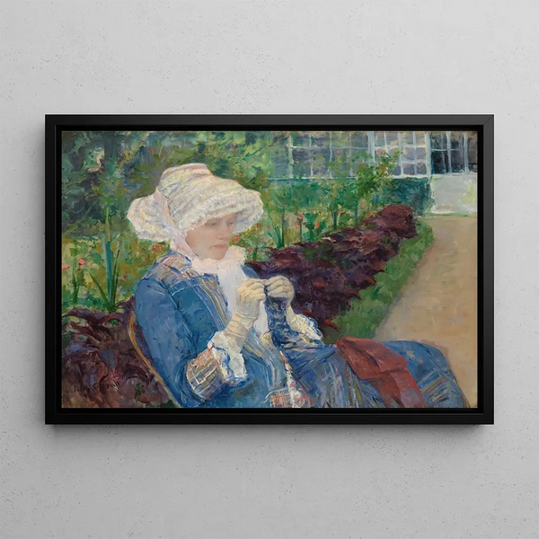 Lydia crocheting in the garden at Marly - Mary Cassatt — framed artwork on a wall