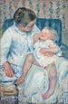 Mother about to wash her sleeping child - Mary Cassatt — artwork view
