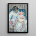 Mother about to wash her sleeping child - Mary Cassatt — framed artwork on a wall