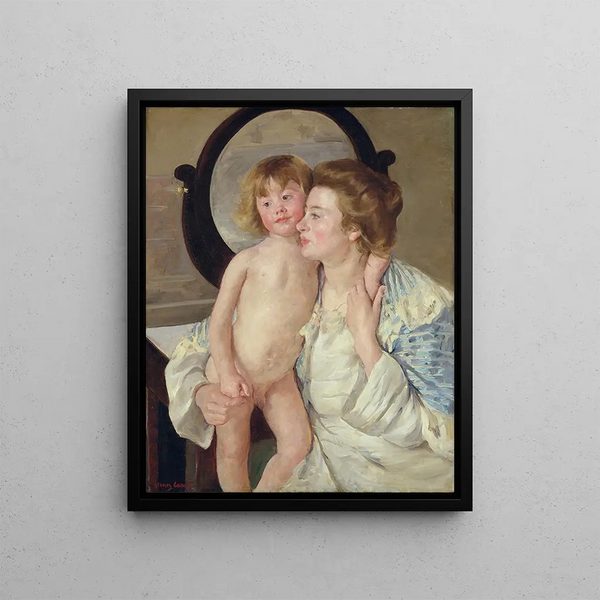 Mother and Child The Oval Mirror - Mary Cassatt — framed artwork on a wall
