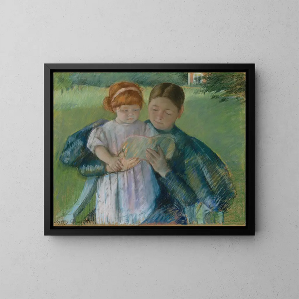Nurse reading to a little girl - Mary Cassatt — framed artwork on a wall