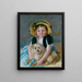 Sara with her dog - Mary Cassatt — framed artwork on a wall