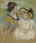 Simone sitting on the grass next to her mother - Mary Cassatt — artwork view