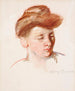 Sketch of Mother Jeanne's head looking down - Mary Cassatt — artwork view