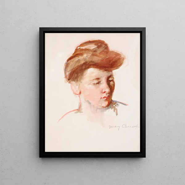 Sketch of Mother Jeanne's head looking down - Mary Cassatt — framed artwork on a wall