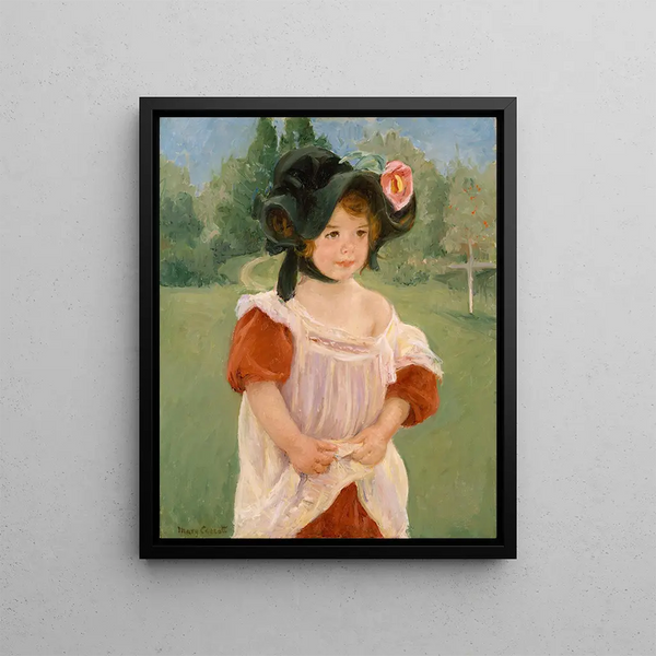 Spring Margot Standing in a Garden Fillette dans un jardin - Mary Cassatt — framed artwork on a wall