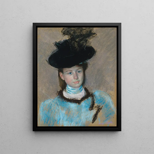 The Black Hat - Mary Cassatt — framed artwork on a wall