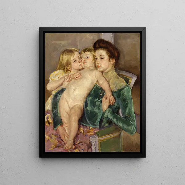 La Caresse - Mary Cassatt — framed artwork on a wall
