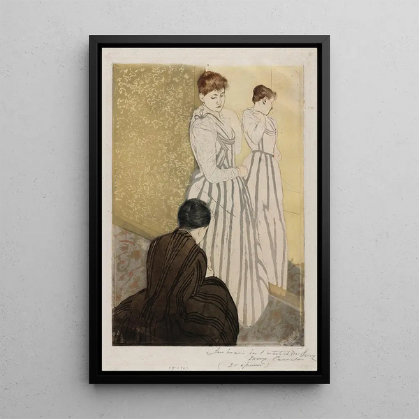 L'essayage - Mary Cassatt — framed artwork on a wall