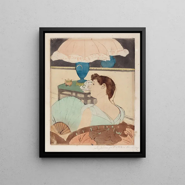 The Lamp - Mary Cassatt — framed artwork on a wall
