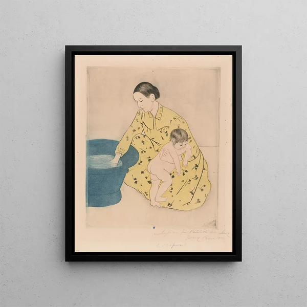 The bath (Conflict of cases) - Mary Cassatt — framed artwork on a wall