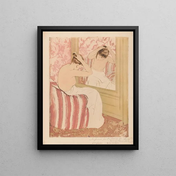 The Hairstyle - Mary Cassatt — framed artwork on a wall