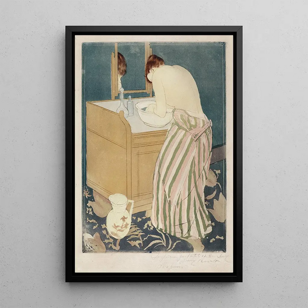 Woman Bathing - Mary Cassatt — framed artwork on a wall