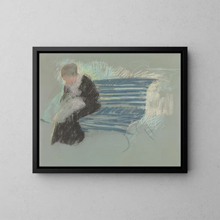 Woman on a Bench - Mary Cassatt — framed artwork on a wall