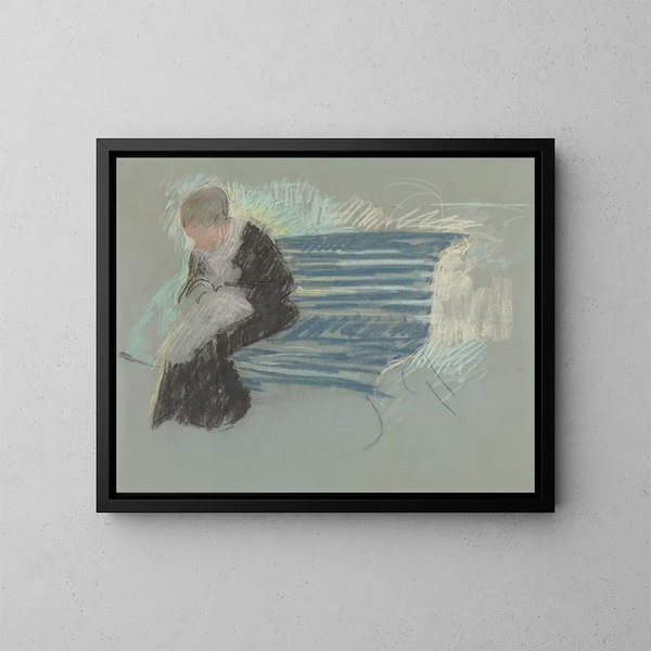 Woman on a Bench - Mary Cassatt — framed artwork on a wall