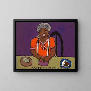 Woman preparing dinner - Mary Frances Gathings — framed artwork on a wall