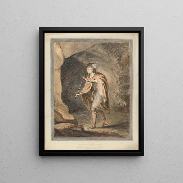 Imogen entering Cymbeline's cave Act III Scene VI - Mary Hoare — framed artwork on a wall