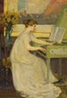 Young girl playing the harpsichord - Mary Louise Fairchild — framed artwork on a wall