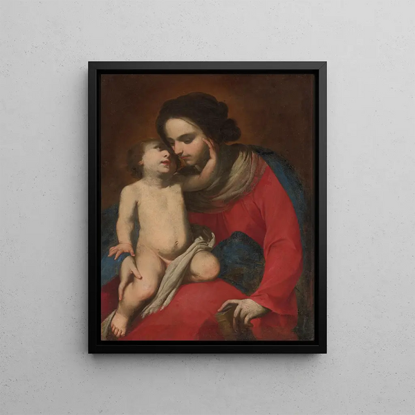 Virgin and Child Painting - Massimo Stanzione — framed artwork on a wall