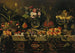 a Draped Table Loaded with Fruits and Flowers in a Glass Vase - Master of the Still Life of Hartford — artwork view