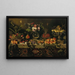 a Draped Table Loaded with Fruits and Flowers in a Glass Vase - Master of the Still Life of Hartford — framed artwork on a wall