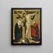 The Crucifixion with Mary and Saint John the Evangelist - Master of the Middle Rhine — framed artwork on a wall