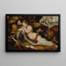 Mary Magdalene sleeping in a cave, a hilly landscape beyond - Master of the Prodigal Son Flemish — framed artwork on a wall