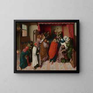 The Death of the Virgin - Master of the Death of the Virgin of Amsterdam — framed artwork on a wall