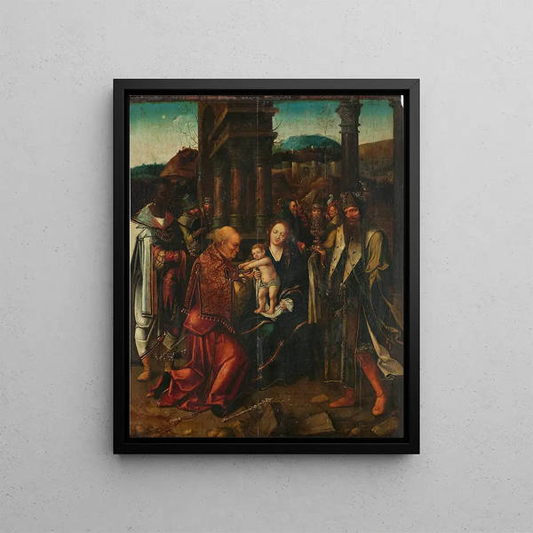 the Adoration of the Magi - Master of the Adoration of Antwerp — framed artwork on a wall