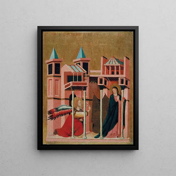 Annunciation - Master of the Madonna Cini — framed artwork on a wall