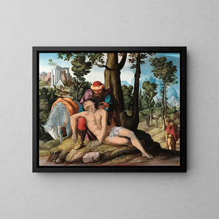 The Good Samaritan - Master of the Good Samaritan — framed artwork on a wall