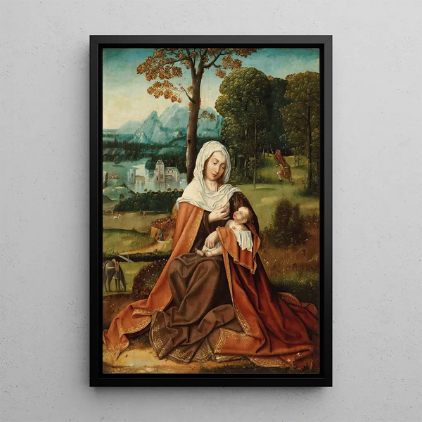 The Rest During the Flight into Egypt - Master of the Holy Blood — framed artwork on a wall