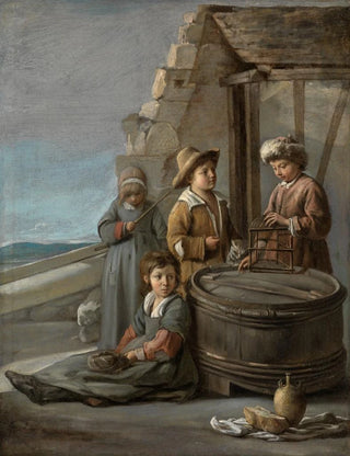 Mathieu Le Nain - Children with birdcage and cat.webp