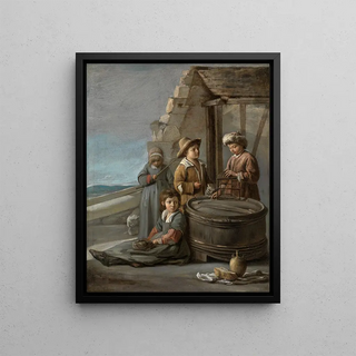 Mathieu Le Nain - Children with birdcage and cat.webp