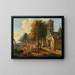 Coastal landscape painting with fishermen unloading their catch - Mathys Schoevaerdts — framed artwork on a wall