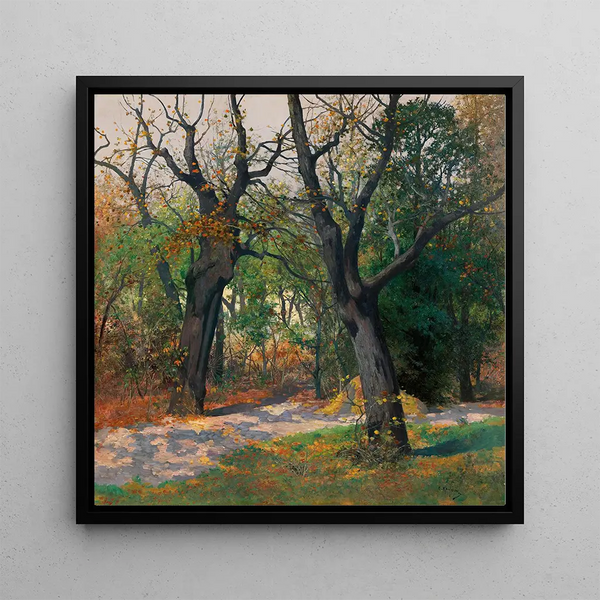 Autumn Morning Painting - Adolf Kaufmann — framed artwork on a wall