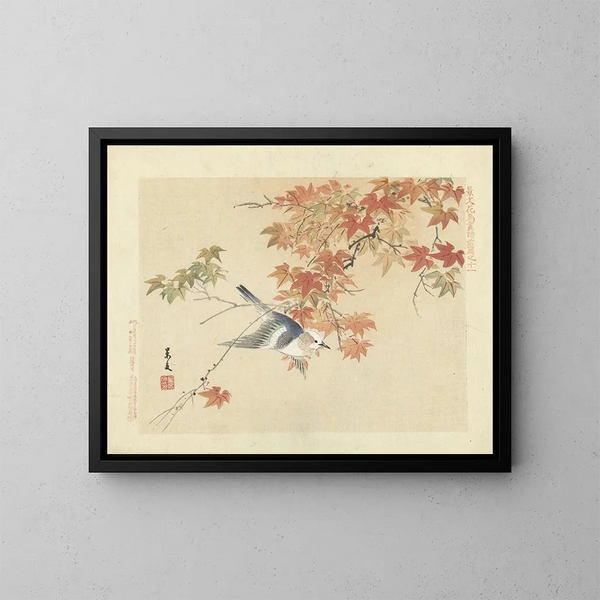 Étourneau à joues châtaigne - Matsumura Keibun — framed artwork on a wall