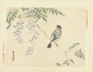 Japanese Wisteria and Eurasian Bullfinch Painting - Matsumura Keibun — artwork view
