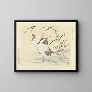Crane with Red Crown - Matsumura Keibun — framed artwork on a wall