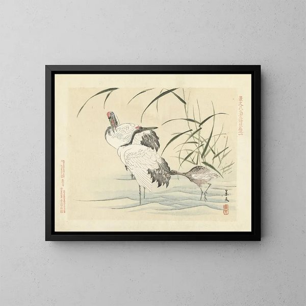 Crane with Red Crown - Matsumura Keibun — framed artwork on a wall