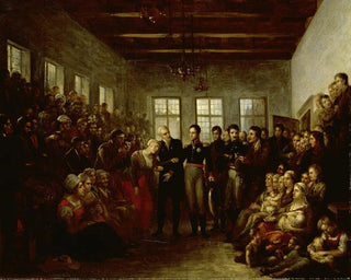The Prince of Orange visiting flood victims at the orphanage of the chaplains of Amsterdam on February 14, 1825 - Mattheus Ignatius van Bree — artwork view