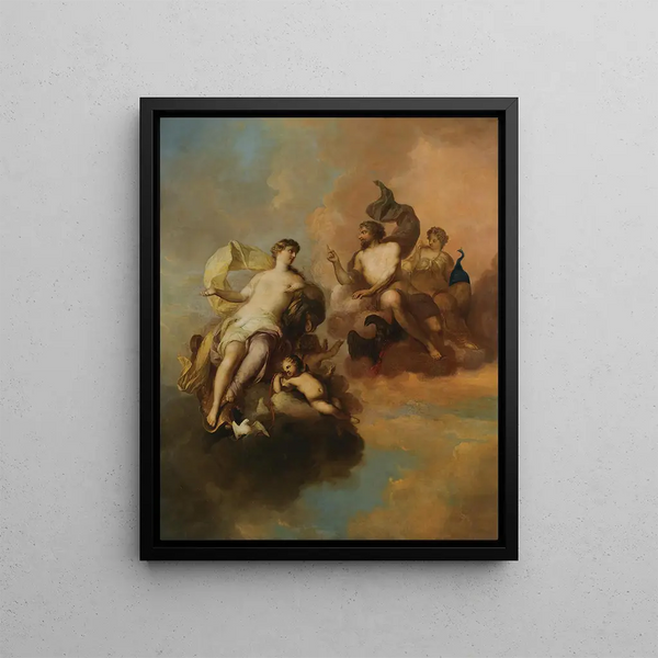 Jupiter, Hera and Venus - Mattheus Terwesten — framed artwork on a wall