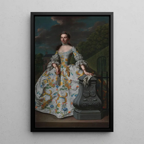 Portrait painting of Charlotte Beatrix Strick van Linschoten - Mattheus Verheyden — framed artwork on a wall