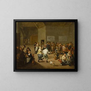 Amusement at the Inn - Mattheus van Helmont — framed artwork on a wall