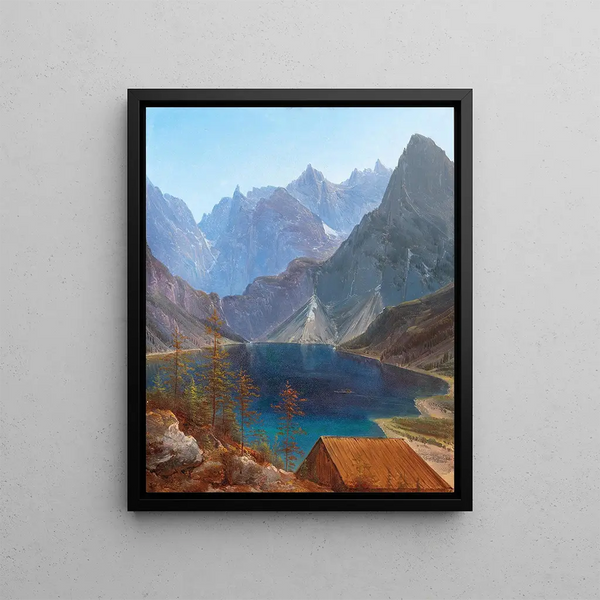 Mountain Lake Painting - Matthias Rudolf Toma — framed artwork on a wall