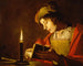 A young man reading by candlelight - Matthias Stom — artwork view